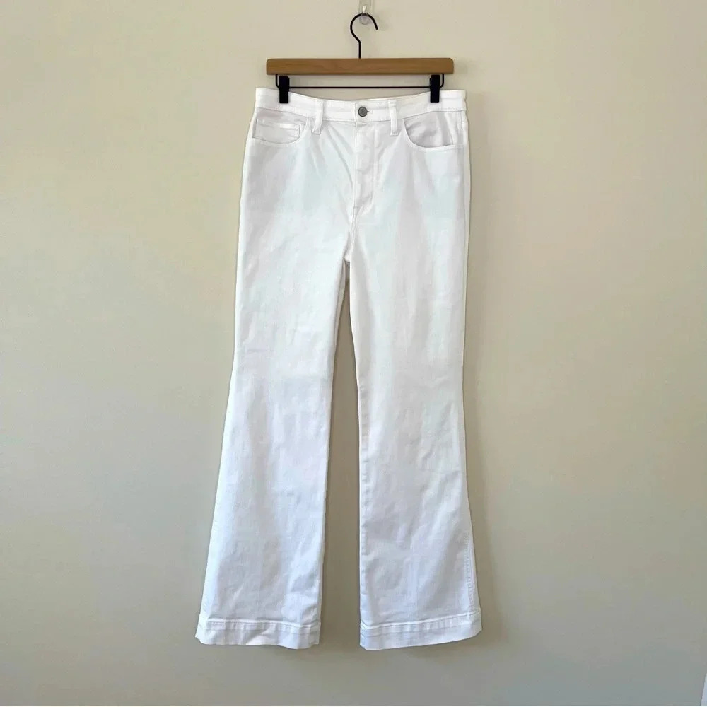 Talbots High Rise Flare Jeans - White summer denim work wear Size 10 - Picture 3 of 11
